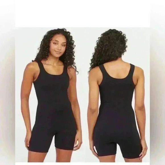 SPANX black ribbed sleeveless romper medium - Picture 1 of 4